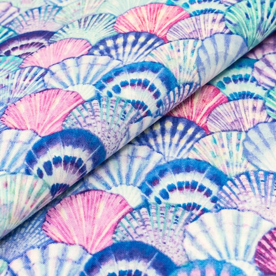 SINGER Pink & Purple Shells Cotton Fabric